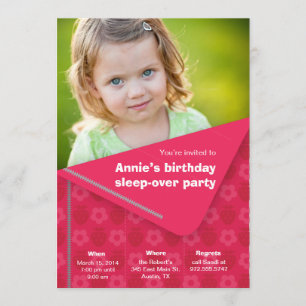 Sleep Over Children's Party Invitations - Berry