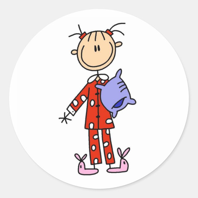 Sleep Over Girl In Her Pajamas Sticker (Front)