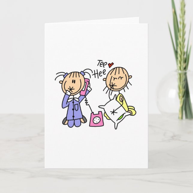 Sleep Over Girls On The Phone Card (Front)