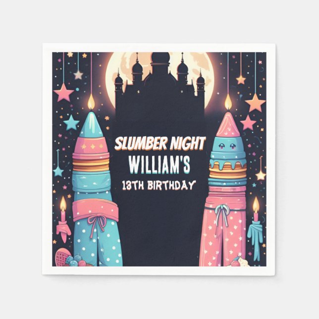 Sleep stars Sleepover Slumber Party 13th birthday Napkins (Front)