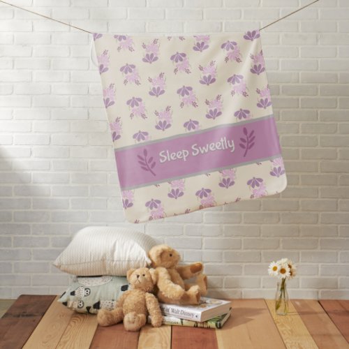 Sleep Sweetly Purple Lavender Floral Pattern - Sea Baby Blanket