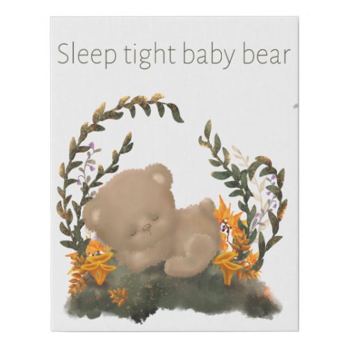 Sleep Tight Baby Bear Faux Wrapped Canvas Print