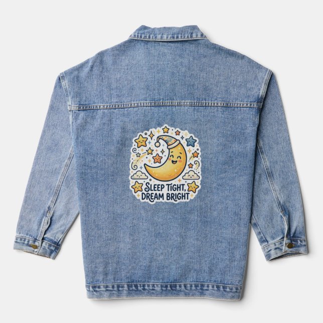 Sleep Tight Moon & Stars – Whimsical Celestial Kid Denim Jacket (Back)