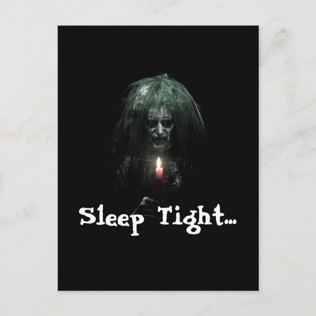Sleep Tight... Scary Old Lady Postcard (Front)