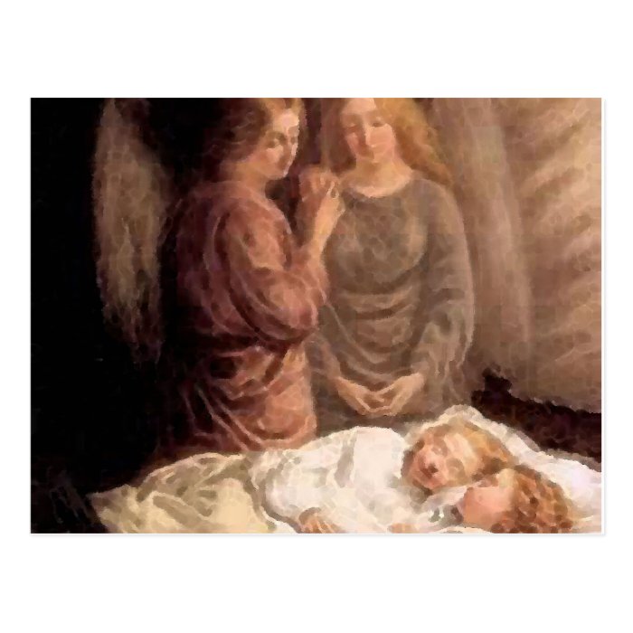 Sleep   Two guardian angels and children Postcard 
