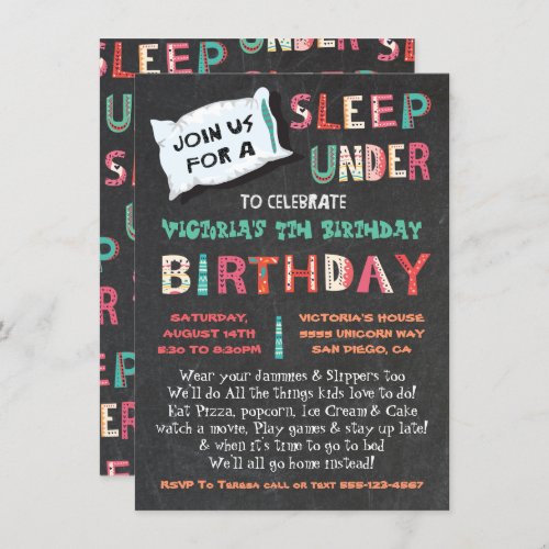 Sleep Under Birthday Party Invitation