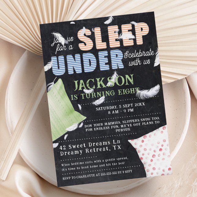 Sleep Under Cute Colorful Sleepover Birthday Invitation (Creator Uploaded)