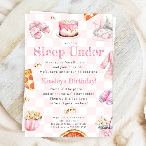 Sleep Under Pizza Party Girls Birthday Invitation