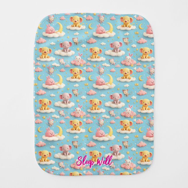 Sleep Well  Baby Burp Cloth (Front)