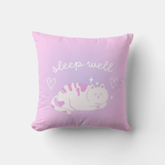 Sleep Well Cat Throw Pillow