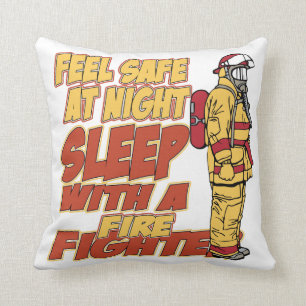 Sleep with a Firefighter Throw Pillow