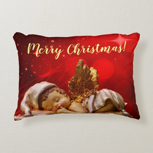Sleeping Angel Baby Jesus Christmas Accent Pillow (Front)