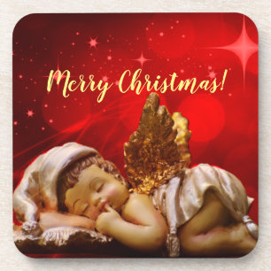 Sleeping Angel Baby Jesus Christmas Beverage Coaster