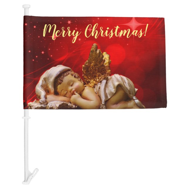Sleeping Angel Baby Jesus Christmas Car Flag (Front)