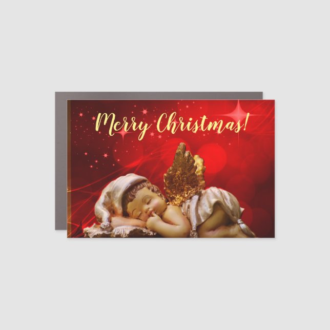 Sleeping Angel Baby Jesus Christmas Car Magnet (Front)
