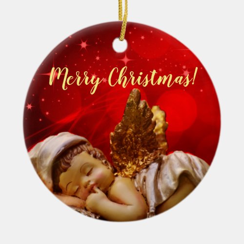 Sleeping Angel Baby Jesus Christmas Ceramic Ornament