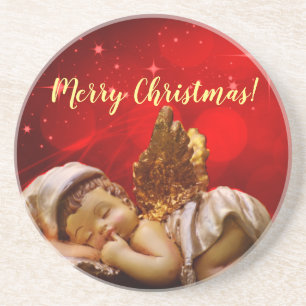 Sleeping Angel Baby Jesus Christmas Coaster