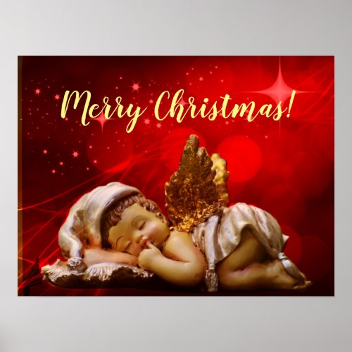 Sleeping Angel Baby Jesus Christmas Poster