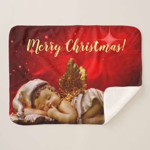 Sleeping Angel Baby Jesus Christmas Sherpa Blanket