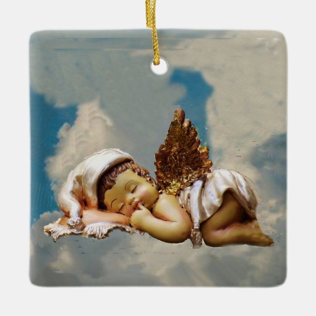 Sleeping Angel Ceramic Ornament (Front)