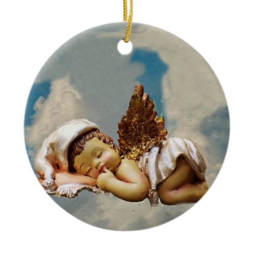 Sleeping Angel Ceramic Ornament