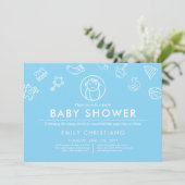 Sleeping Angel | Minimal Style Baby Shower Blue Invitation (Standing Front)