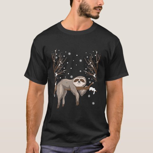 Sleeping Animal Gifts Winter Sloth T_Shirt