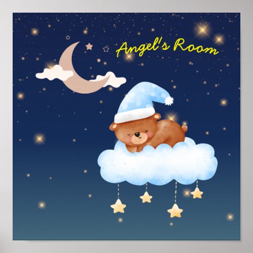 Sleeping animal poster Kidss room wall art