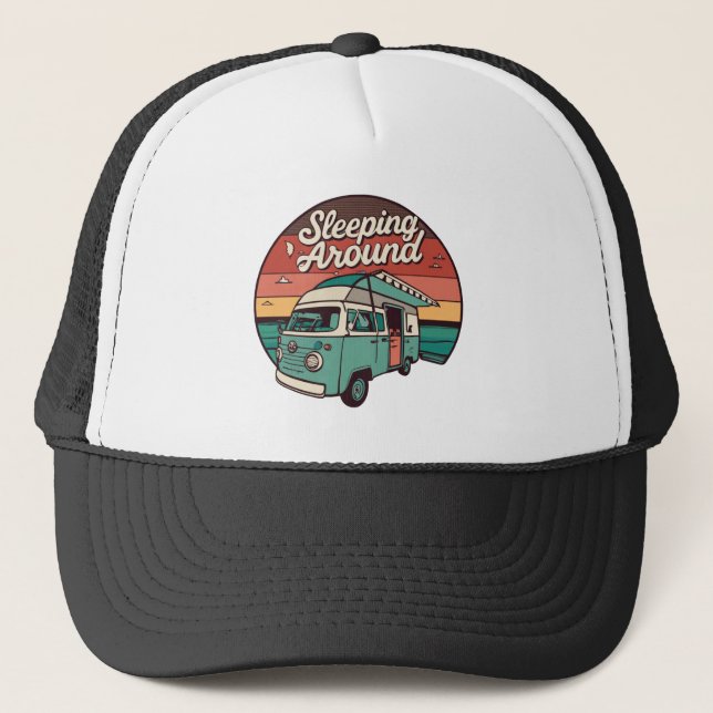 Sleeping Around Camper Trucker Hat (Front)