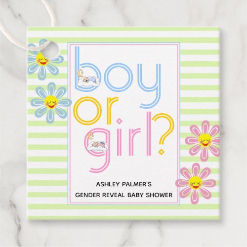 Sleeping babies green gender reveal baby shower favor tags