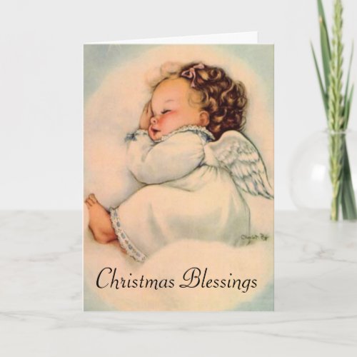 Sleeping Baby Angel Christmas Holiday Card