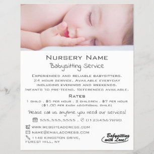 Sleeping Baby Babysitting, Daycare, Nursery Advert Flyer