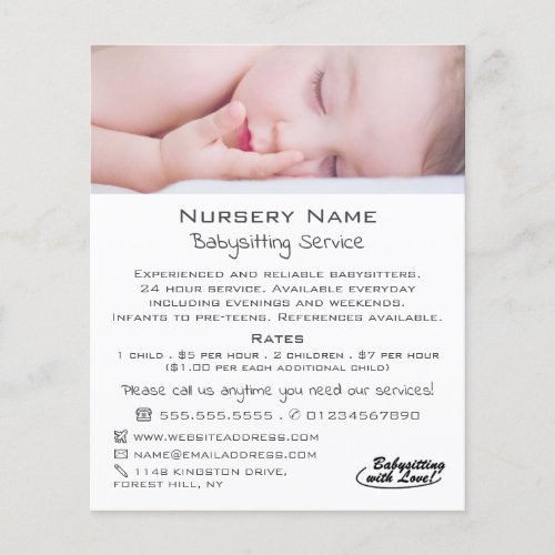 Sleeping Baby Babysitting Daycare Nursery Advert Flyer