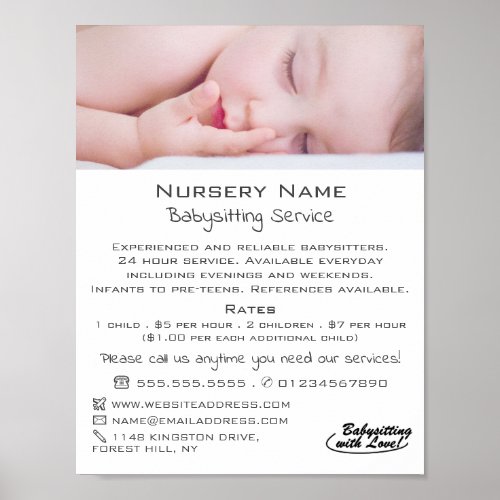 Sleeping Baby Babysitting Daycare Nursery Advert Poster