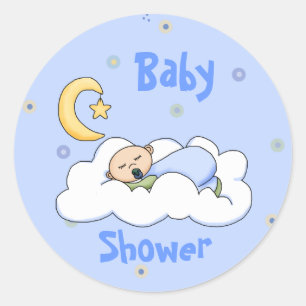 Sleeping Baby Boy Shower Envelope Seal