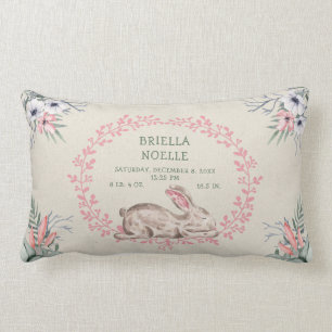 Sleeping Baby Bunny Girl Birth Stats pillow