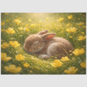 Sleeping Baby Bunny in Buttercups Spring Meadow  Tissue Paper