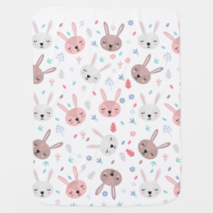 Sleeping baby bunny pattern baby blanket