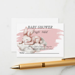 Sleeping Baby Bunny Shower Raffle Ticket Enclosure Card
