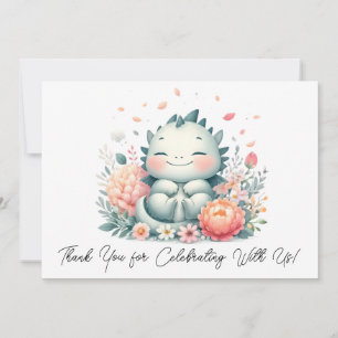 Sleeping Baby Dragon In A Bed Of Flowers Thank You