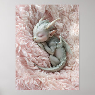 Sleeping Baby Dragon Nursery Art Poster