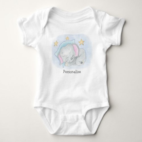 Sleeping Baby Elephant Baby Bodysuit