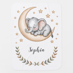 Sleeping Baby Elephant – Personalized Baby Blanket