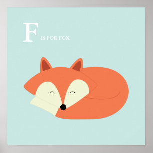 Sleeping Baby Fox Poster