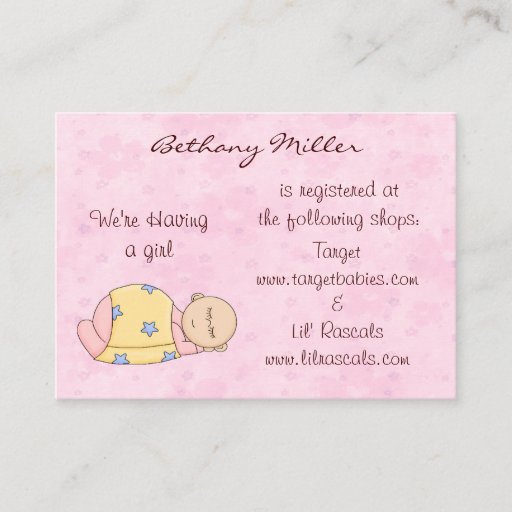 Customizable Sleeping Baby Gift Registry Card Business Card