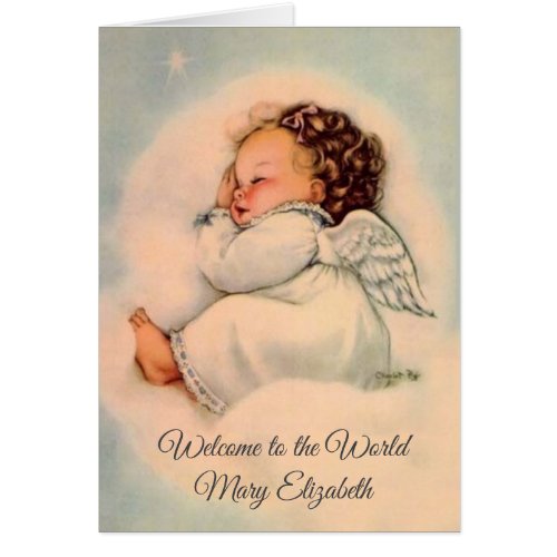 Sleeping Baby Girl Angel Religious Vintage