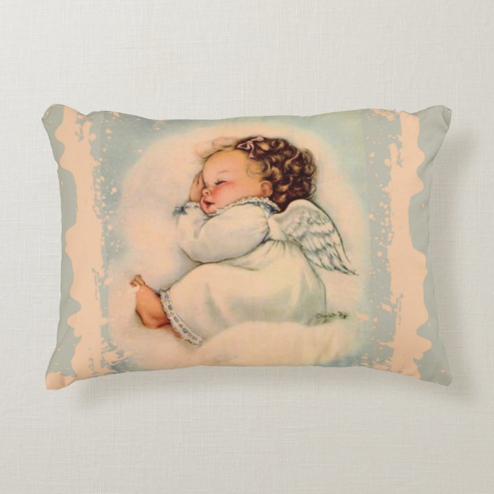 Sleeping Baby Girl Angel Vintage Decorative Pillow Zazzle Com