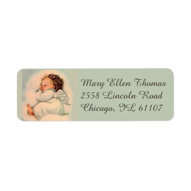 Sleeping Baby Girl Angel Vintage Religious Label (Front)