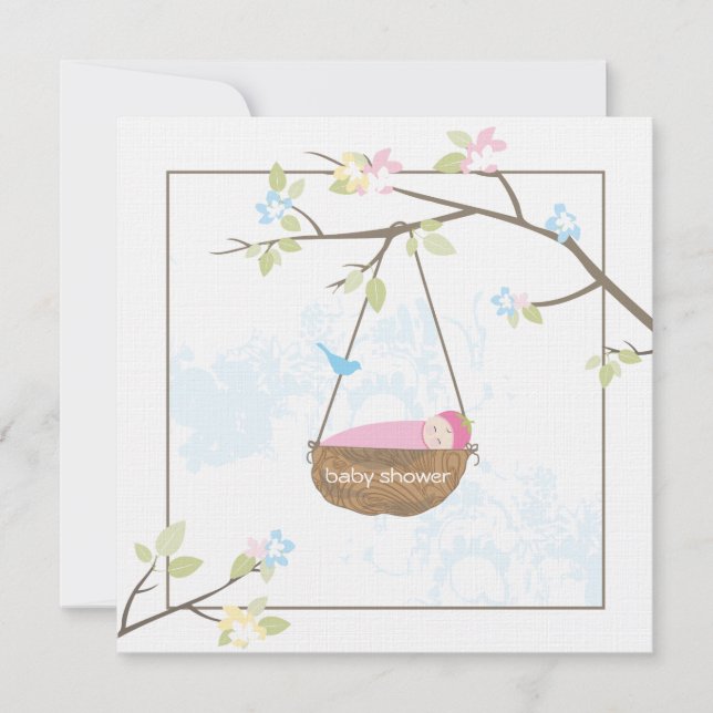 Sleeping Baby Girl Baby Shower Invitation (Front)