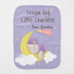 Sleeping Baby Girl Elephant Star Moon Purple Baby Burp Cloth at Zazzle